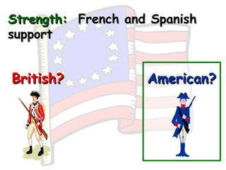 Strength:   French and Spanish support British? American? 
