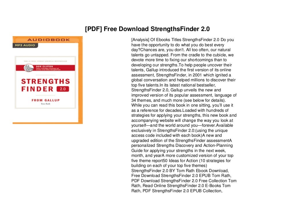 [PDF] Free Download StrengthsFinder 2.0