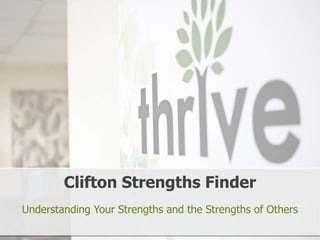Clifton Strengths Finder
Understanding Your Strengths and the Strengths of Others
 
