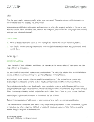 Clifton Strengths: Insight and Action Planning Guide -Top 10 Strengths ...