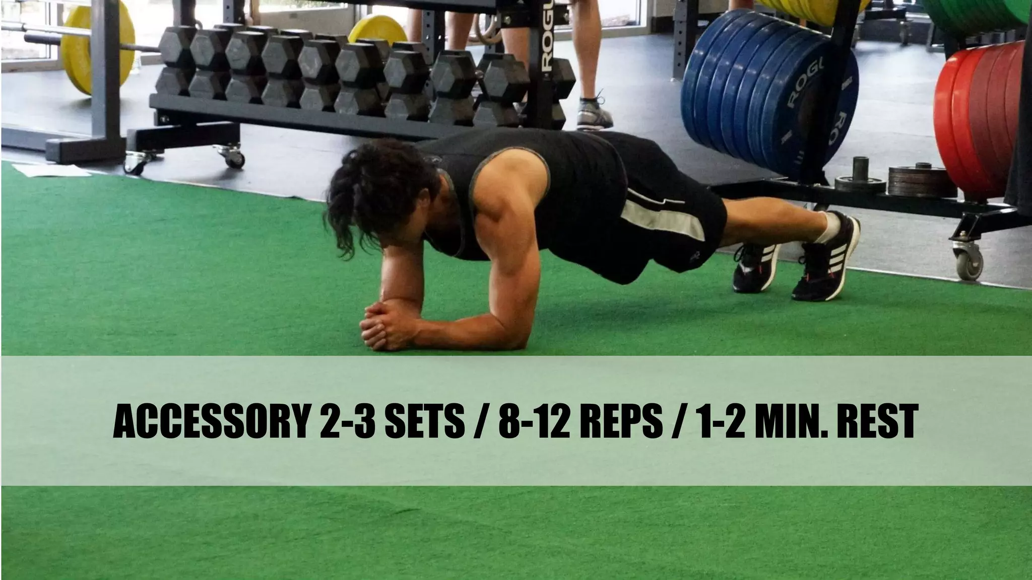 ACCESSORY 2-3 SETS / 8-12 REPS / 1-2 MIN. REST
 