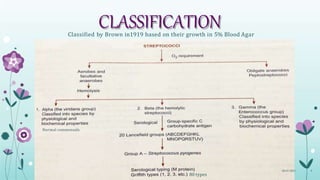 CLASSIFICATION
Classified by Brown in1919 based on their growth in 5% Blood Agar
Normal commensals
80 types
08-07-2015 4
 