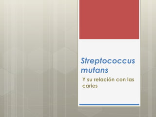 Streptococcus
mutans
Y su relación con las
caries
 