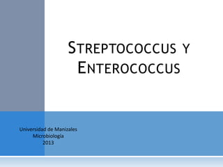 S TREPTOCOCCUS Y
E NTEROCOCCUS

Universidad de Manizales
Microbiología
2013

 