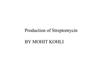 Production of Streptomycin
BY MOHIT KOHLI
 