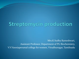 Mrs.K.Sudha Rameshwari,
Assistant Professor, Department of PG Biochemistry,
V.V.Vanniaperumal college for women, Virudhunagar, Tamilnadu
 