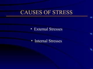 CAUSES OF STRESS External Stresses Internal Stresses 
