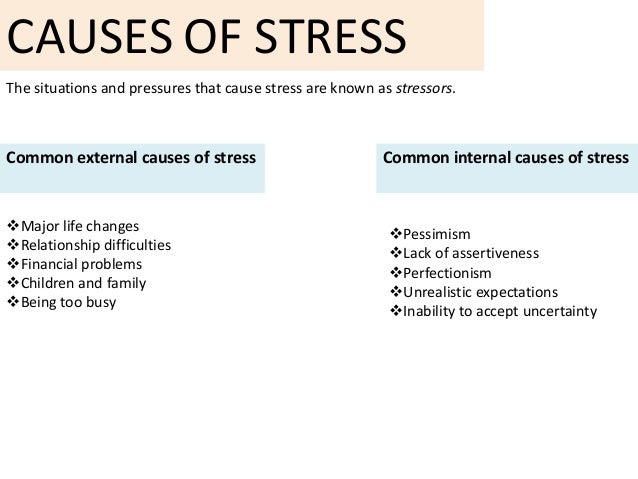 stressors and the causes of stress The experience of stress, however, is related to how you respond to these stressors stress can be your friend or your foe what causes stress. stressors and the causes of stress The experience of stress, however, is related to how you respond to these stressors stress can be your friend or your foe what causes stress.