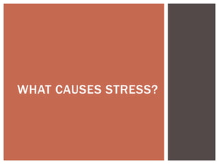 WHAT CAUSES STRESS?
 