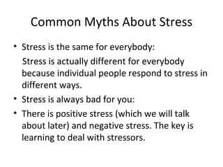 Common Myths About Stress ,[object Object],[object Object],[object Object],[object Object]