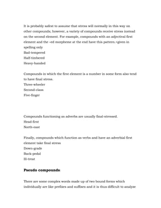 Stress Patterns In Prefixes