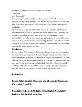 Stress Patterns In Prefixes