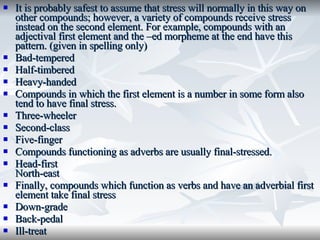Stress Pattern Examples Stress Patterns In Prefixes | PPT
