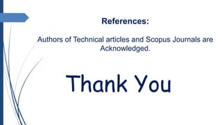 References:
Authors of Technical articles and Scopus Journals are
Acknowledged.
Thank You
 