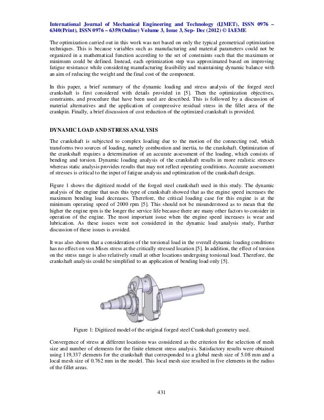 Stress analysis and optimization of crankshaft under dynamic loading 2