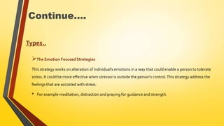 Stress and coping techqniques for it | PPTX