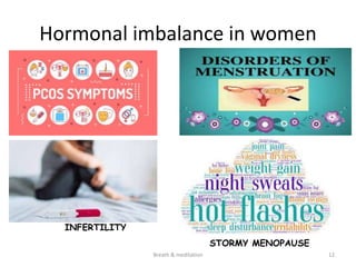 Hormonal imbalance in women
INFERTILITY
12
Breath & meditation
STORMY MENOPAUSE
 