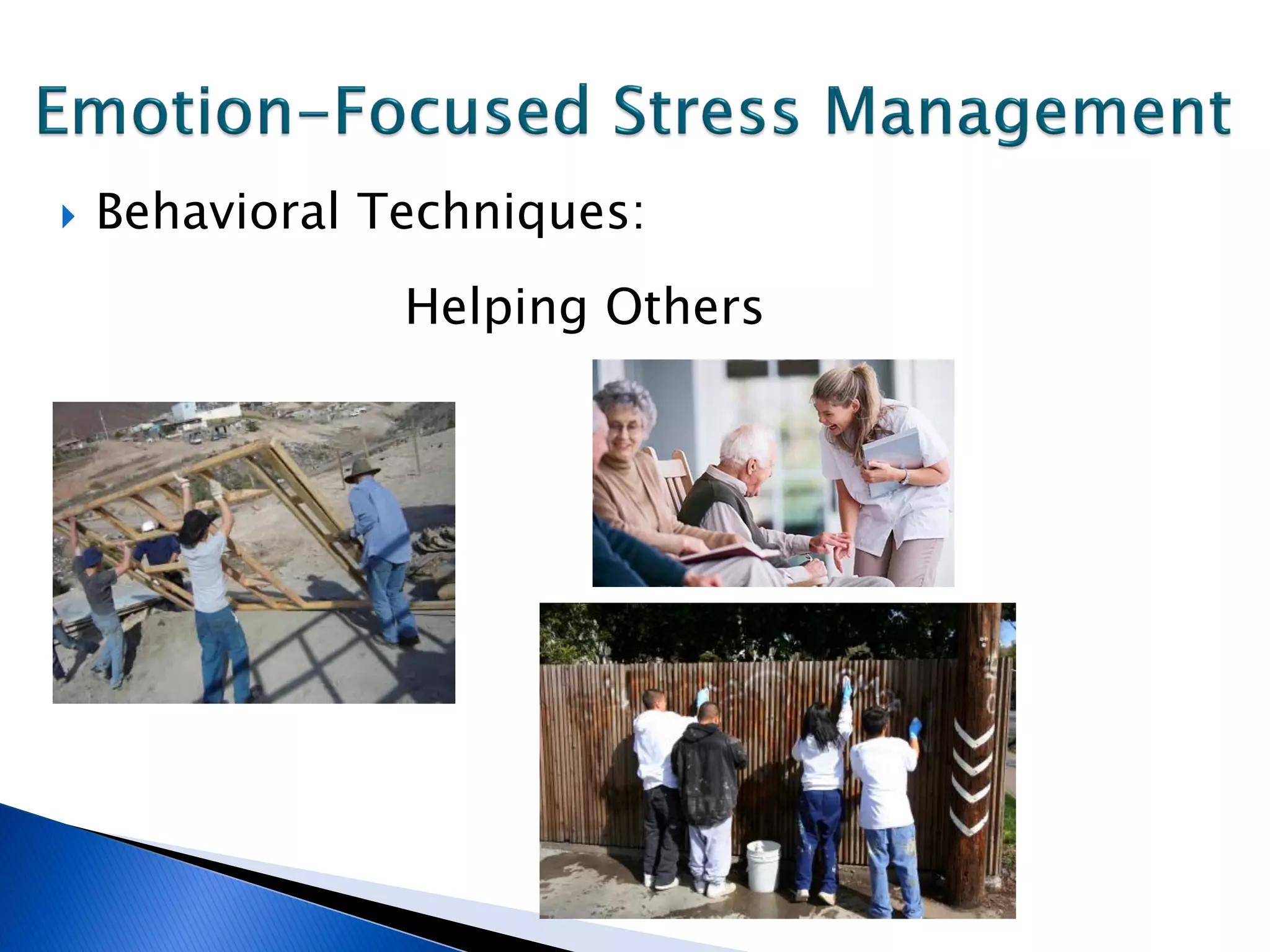    Behavioral Techniques:
                Helping Others
 