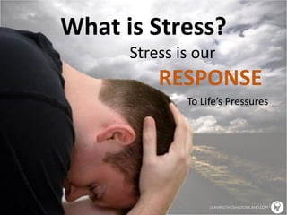 LEAVINGTHESHADOWLAND.COM
What is Stress?
Stress is our
RESPONSE
To Life’s Pressures
 