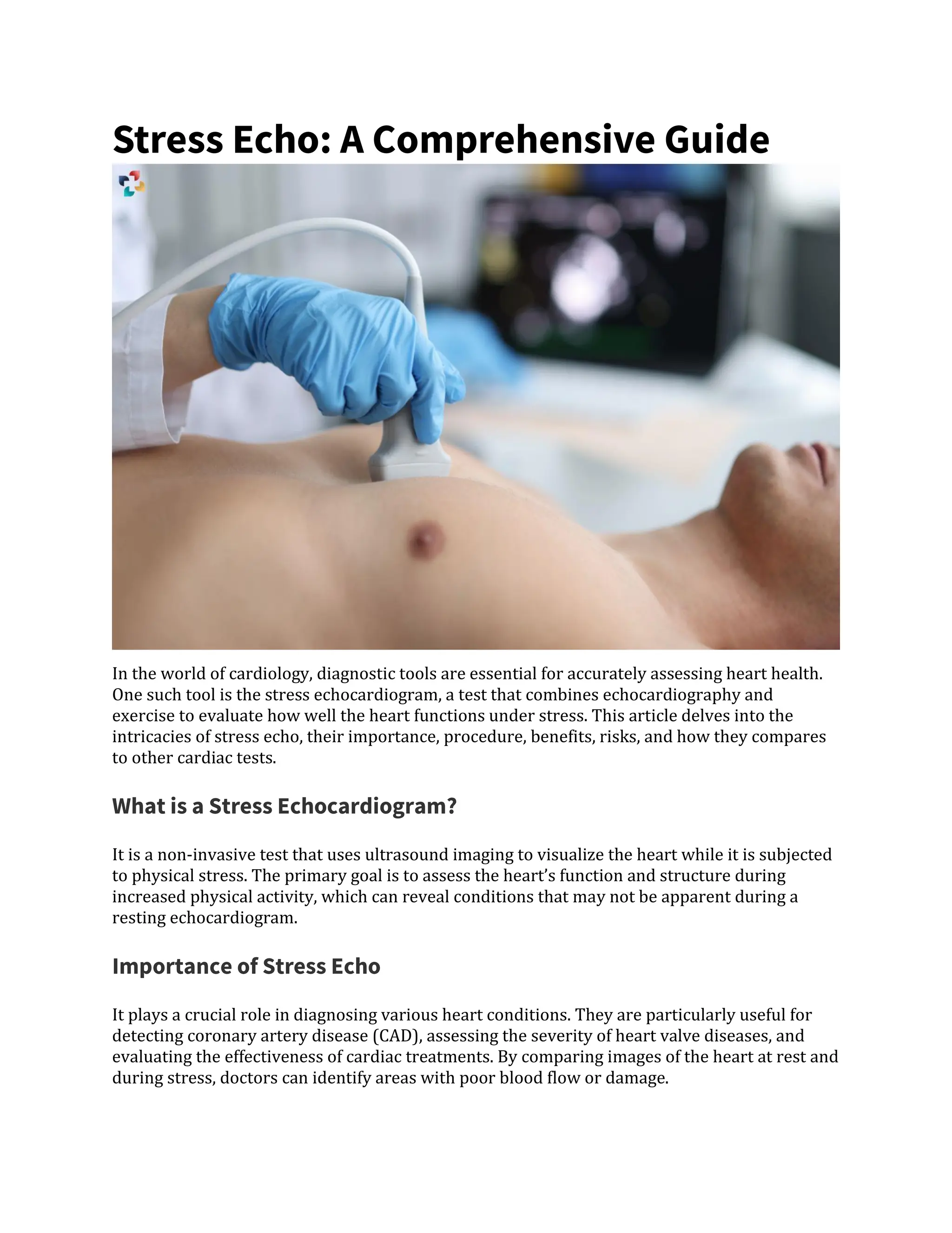 Stress Echo: Importance, Procedure, Benefits, and Risks | The Lifesciences  Magazine | PDF