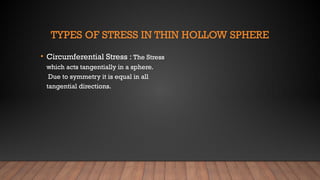 Stress Analysis and Force Equilibrium in Thin Spherical Shells Under ...