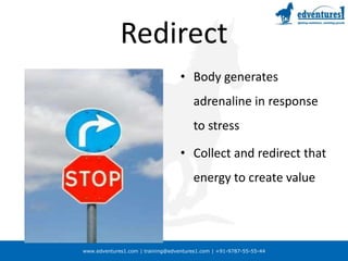 RedirectBody generates adrenaline in response to stressCollect and redirect that energy to create value