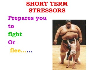 SHORT TERM STRESSORS Prepares you  to  fight  Or flee… … 