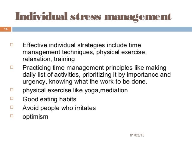 discuss stress management technique and its Stress at work takes a toll on productivity, and your physical and emotional health these tips will help you keep job stress in check. discuss stress management technique and its Stress at work takes a toll on productivity, and your physical and emotional health these tips will help you keep job stress in check.