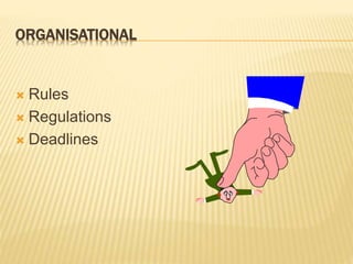 ORGANISATIONAL
 Rules
 Regulations
 Deadlines
 