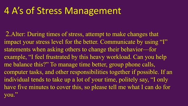 Stress management&4 A's of stress management | PPT