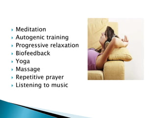 Stress management and relaxation techniques ppt by me | PPTX