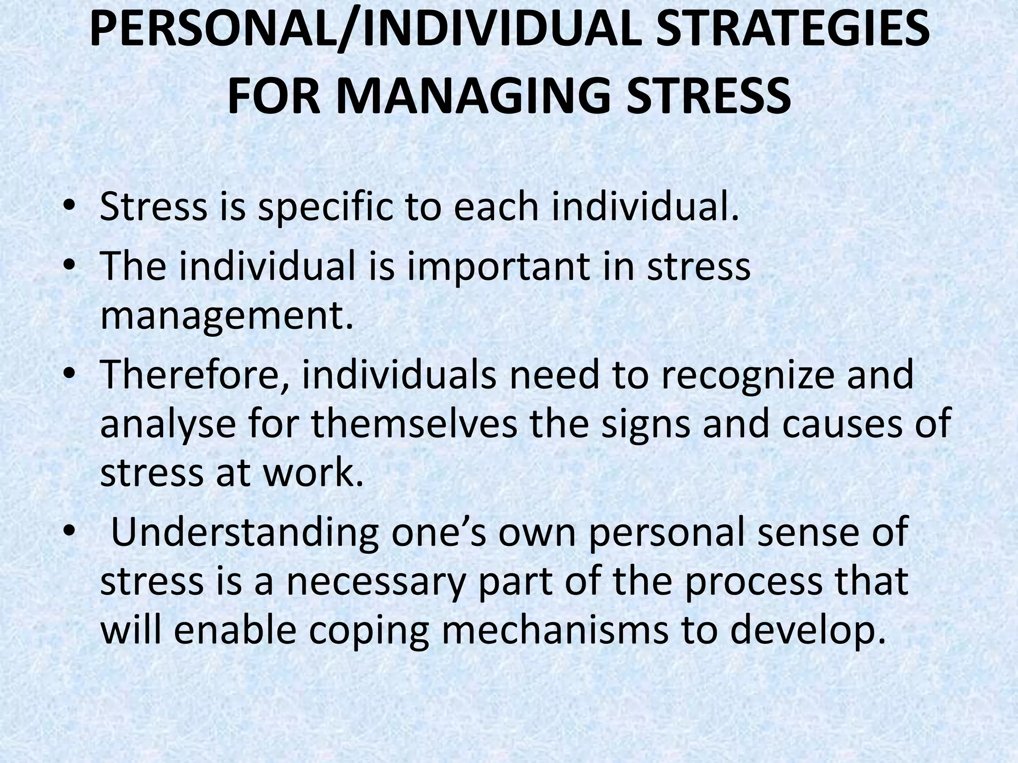 Personal Stress Examples Stress management at workplace | PPTX