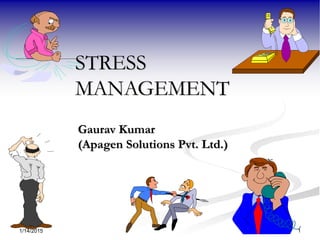 1/14/2015 1
STRESS
MANAGEMENT
Gaurav Kumar
(Apagen Solutions Pvt. Ltd.)
 
