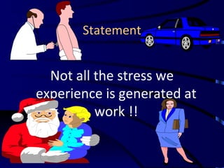 Statement Not all the stress we experience is generated at work !! 