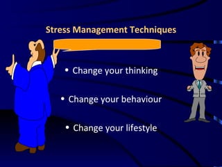 Stress Management Techniques Change your thinking Change your behaviour Change your lifestyle 