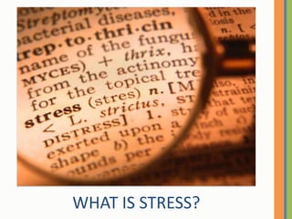WHAT IS STRESS?<br />