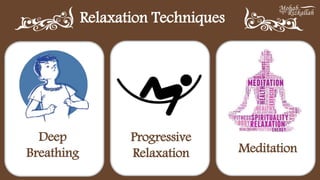 Relaxation Techniques
Deep
Breathing
Progressive
Relaxation Meditation
 