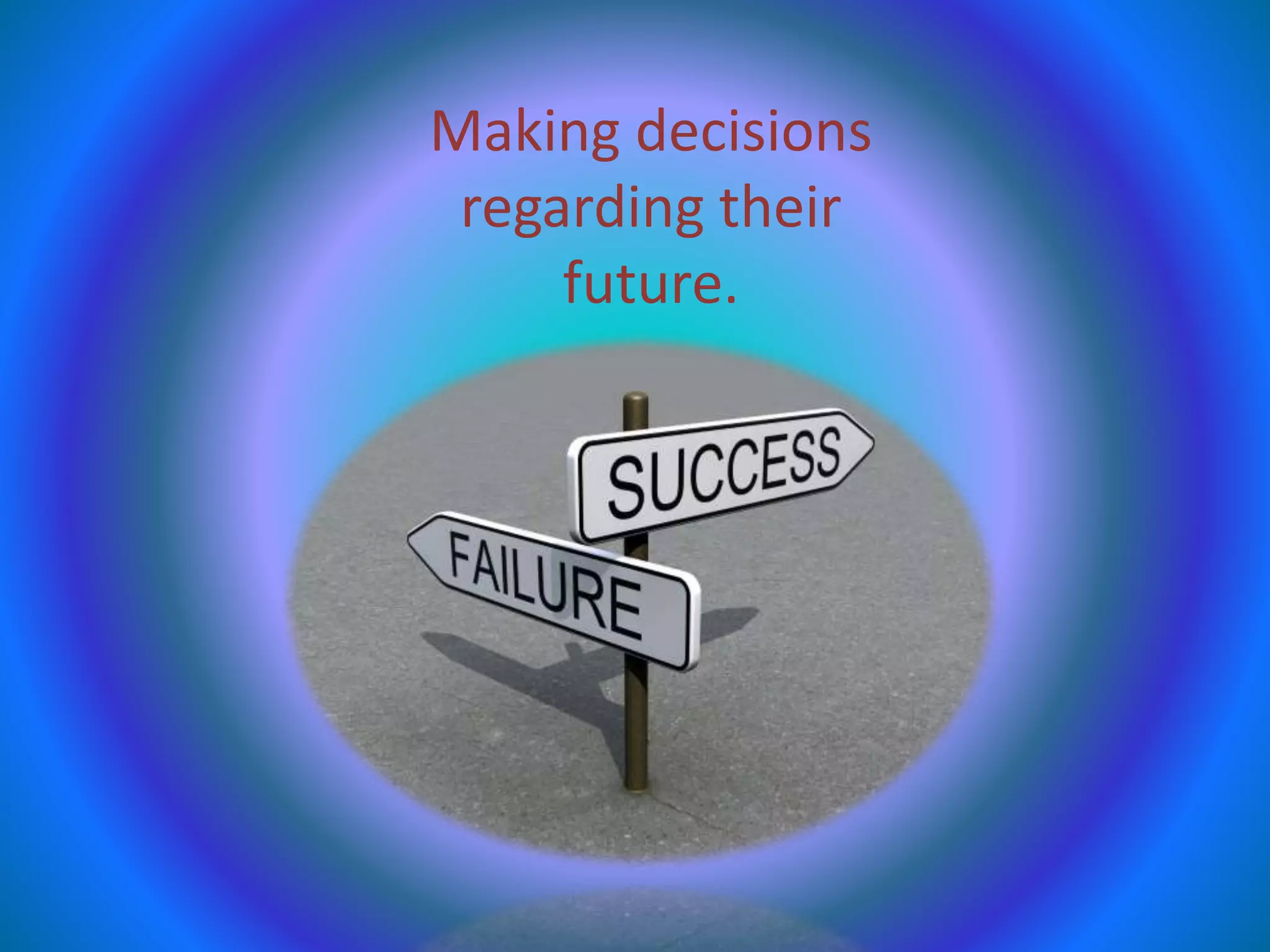 Making decisions
regarding their
future.