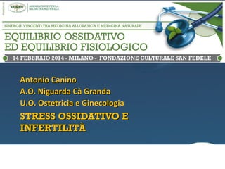 Antonio Canino
A.O. Niguarda Cà Granda
U.O. Ostetricia e Ginecologia

STRESS OSSIDATIVO E
INFERTILITÀ

 