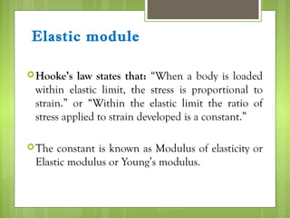 Elasticity Module Stress,strain,load | PPT