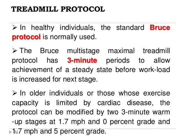 Modified Bruce Treadmill Protocol Chart