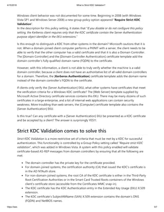 Strict KDC Validation