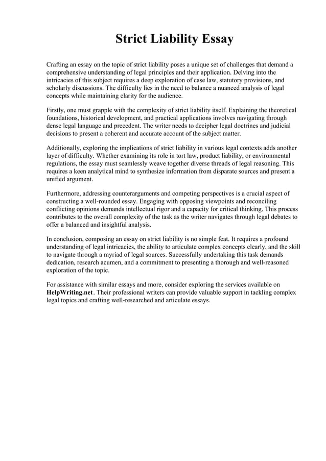 Strict Liability Essay Warner Pacific University Pdf