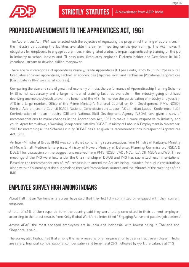 Proposed Amendments to the Apprentices Act, 1961