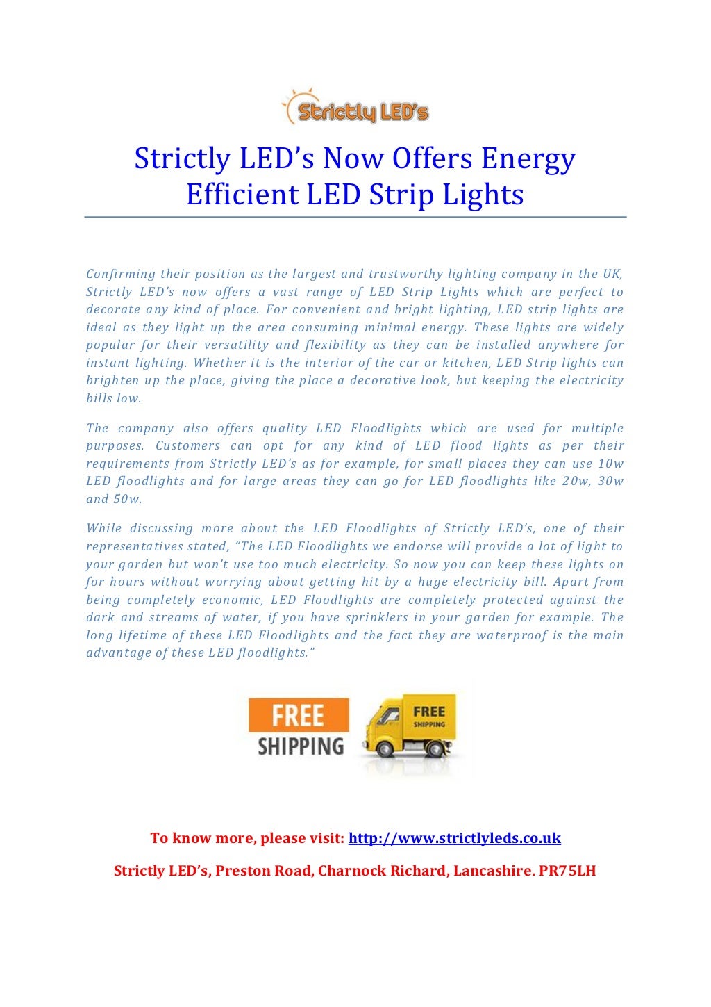 Strictly led’s now offers energy efficient led strip lights