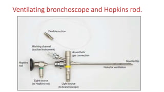 Ventilating bronchoscope and Hopkins rod.
 