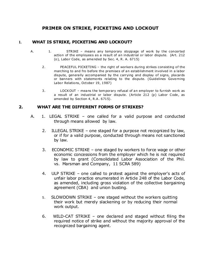 Essay on strikes and lockouts