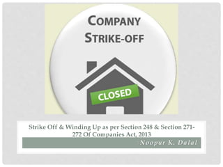 -Noopur K. Dalal
Strike Off & Winding Up as per Section 248 & Section 271-
272 Of Companies Act, 2013
 
