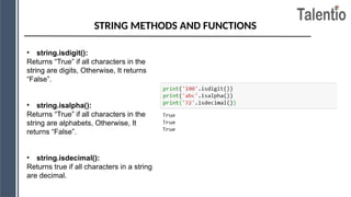 string in python programming in cse subject | PPTX