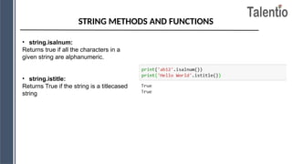 string in python programming in cse subject | PPTX